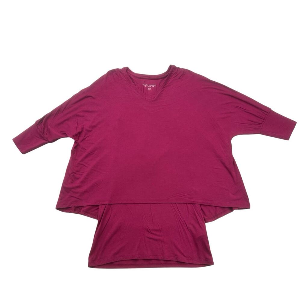 Soft Surroundings Tunic Womens XS Purple V Neck 3/4 Sleeve Layered Stretch